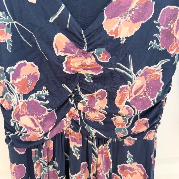 Women Anthropologie Maeve Heppel Ruched Midi Dress in Dark Blue Size Medium - Picture 4 of 10